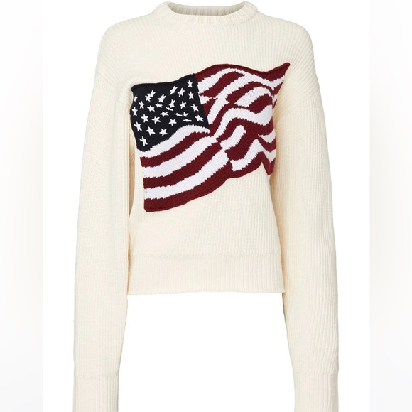 Tommy Hilfiger M American Flag Embroidery Sweater Knit Long-sleeve Crewneck - Picture 4 of 6